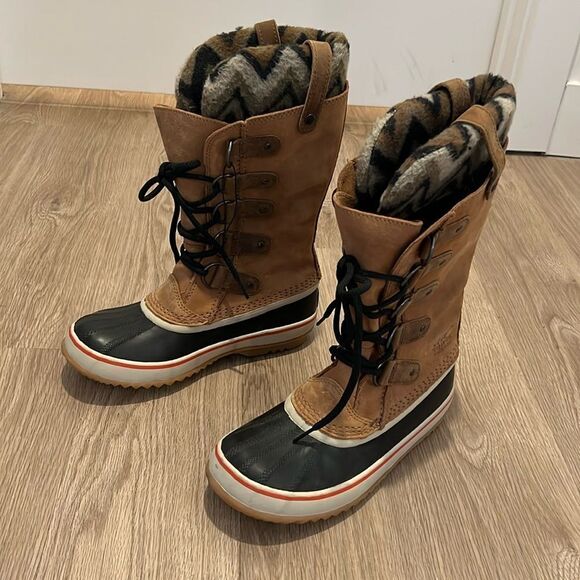 Sorel Shoes - Sorel Womens Joan Of Arctic Suede Chevron Knit II Waterproof Boots Womens Size 7